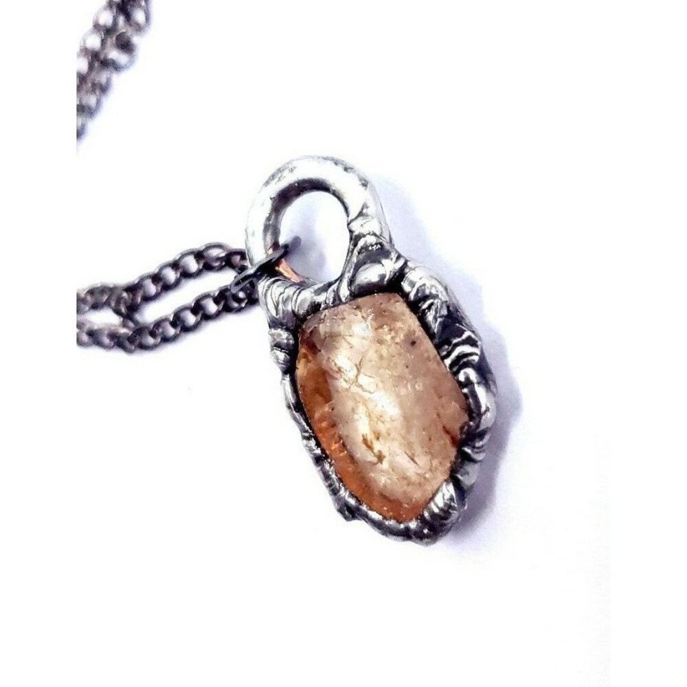 Citrine crystal Necklace handmade gothic metalwork fantasy jewelry
